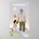 Daddy and daughter on path Print
