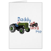 Daddy and Me Girl Tractors Greeting Cards