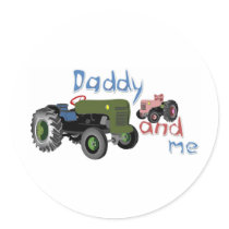 Daddy and Me Girl Tractors Round Stickers