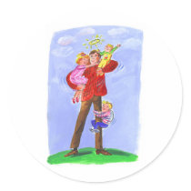 daddy angel round stickers