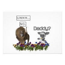 Daddy? asks a cute lamb to a big lion custom invitations