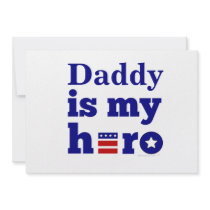 Daddy is My Hero Patriotic Red White and Blue Personalized Invites