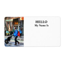 Daddy Pushing Stroller Greenwich Village Custom Shipping Labels