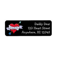 Daddy Tat Heart Custom Return Address Labels