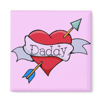 Daddy Tat Heart Refrigerator Magnets