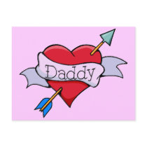 Daddy Tat Heart Post Cards