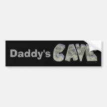 Daddy's Cave Custom Name Stone Look Bumper Stickers