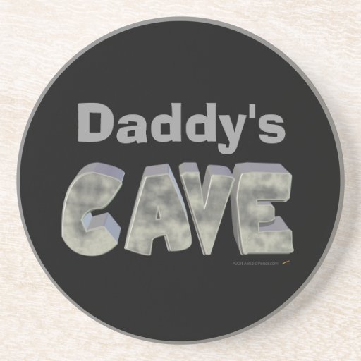 Daddy's Cave Custom Name Stone Look Beverage Coasters