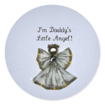 Daddy's Little Angel Round Sticker