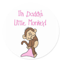 Daddy's Monkey - Pink Tshirts and Gifts Round Sticker