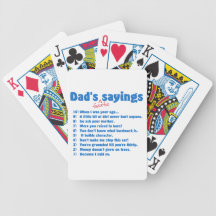 Dad's favourite sayings bicycle poker cards