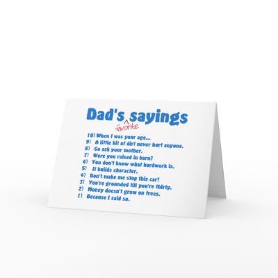 Dads favourite sayings cards by witnwhimsy