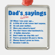 Dad's favourite sayings christmas ornaments