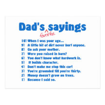 Dads favourite sayings postcard