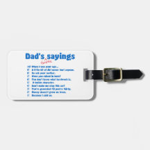 Dad's favourite sayings travel bag tag