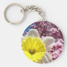 Daffodil Flower keychain Pink Sping Blossoms