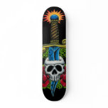 Dagger, Skull, and Roses Skateboard