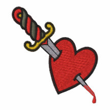 Dagger stabbing bleeding heart embroidered shirt