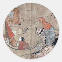 Daikoku et courtisane par Okumura, Masanobu Ukiyoe Adhésif