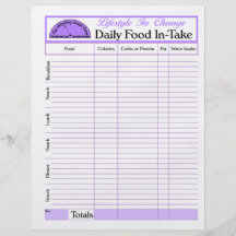 Daily Food In-Take page, for Lifestyle Change Flyer Design