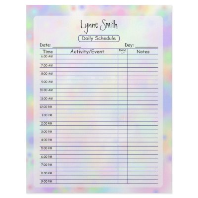 Daily Schedule Pastel Colour Design by Lynnes_creations