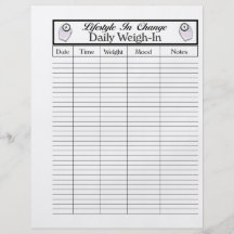 Daily Weigh-In page, for Lifestyle change Flyer