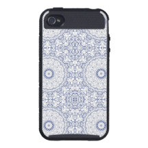Dainty Blue Ornate Pattern Cases For iPhone 4