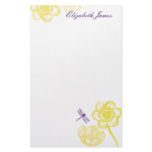 Dainty Dragonfly Stationery in yellow and purple