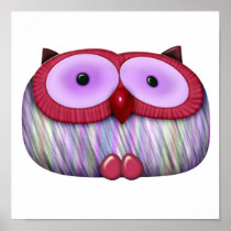 dainty fushcia owl poster