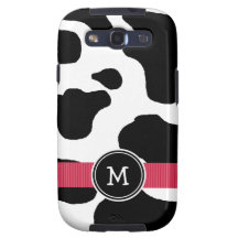 Dairy Cow Pattern with Red Monogrammed Samsung Galaxy S3 Cover