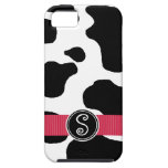 Dairy Cow Pattern with Red Monogrammed iPhone 5 Cases