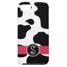 Dairy Cow Pattern with Red Monogrammed iPhone 5 Cases