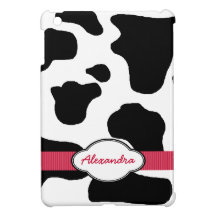 Dairy Cow Pattern with Red Monogrammed iPad Mini Case
