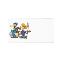 dairy farmers with silly cow cartoon personalized address labels