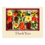 Daisies and Ros Flower Thank You Postcard Template