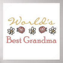 Daisies and Roses World's Best Grandma Gifts Print
