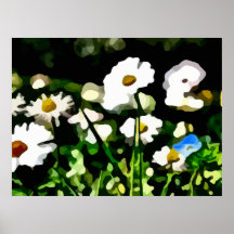 Daisies in Meadow painting Poster