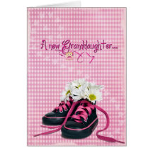 daisies in sneaker for new granddaughter greeting card
