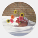 Daisies In The Snow Round Sticker