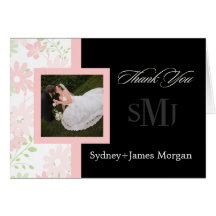 Daisies Thank You Cards, wedding photos+monogram