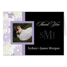 Daisies Thank You Cards, wedding photos+monogram