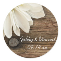 Daisy and Barn Wood Country Wedding Envelope Seals Round Stickers