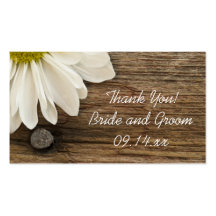 Daisy and Barn Wood Country Wedding Favour Tags Business Card Templates