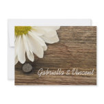Daisy and Barn Wood Country Wedding Flat Note Card Custom Invitations