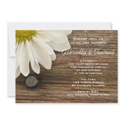Daisy and Barn Wood Country Wedding Invitation by loraseverson