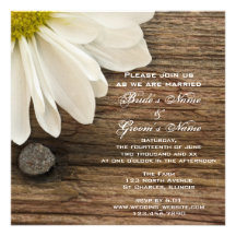 Daisy and Barn Wood Country Wedding Invitation