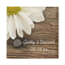 Daisy and Barn Wood Country Wedding Magnet