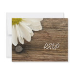 Daisy and Barn Wood Country Wedding Response Card Custom Invites