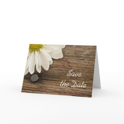Daisy and Barn Wood Country Wedding Save the Date Cards by loraseverson