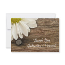 Daisy and Barn Wood Country Wedding Thank You Note Custom Invite